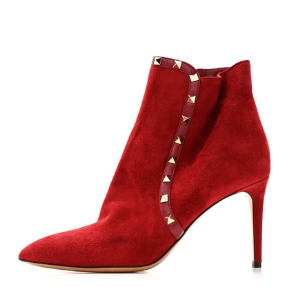 Valentino Garavani Suede Rockstud 85mm Ankle Booties 39.5 Rubino 1 of 12