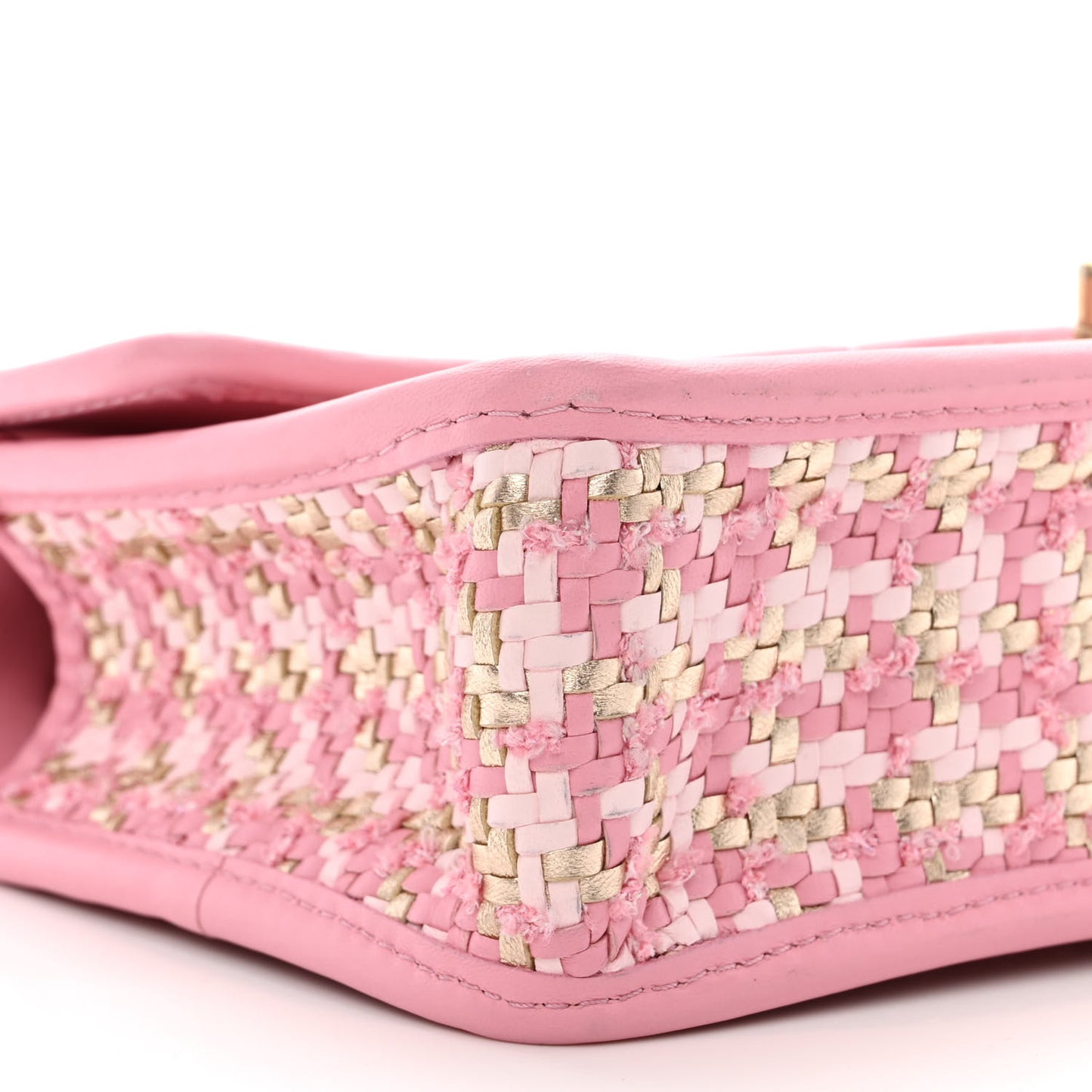 Metallic Lambskin Viscose Woven Flap Pink Gold