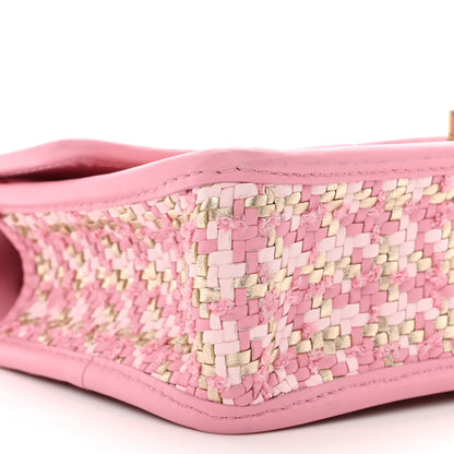 Chanel Metallic Lambskin Viscose Woven Flap Pink Gold 9 of 10
