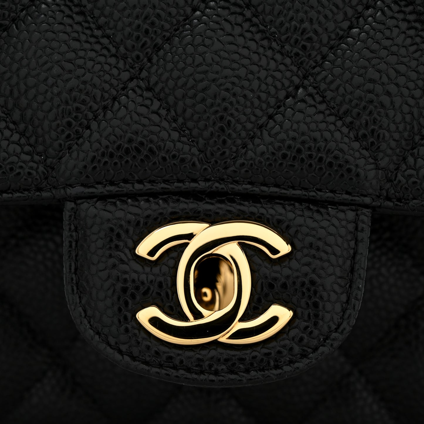 Caviar Quilted Medium Double Flap Black