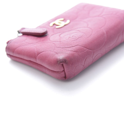 Chanel Lambskin Camellia Embossed Key Holder Case Fuchsia 11 of 16