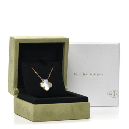 Van Cleef & Arpels 18K Yellow Gold Mother of Pearl Vintage Alhambra Pendant Necklace 7 of 7