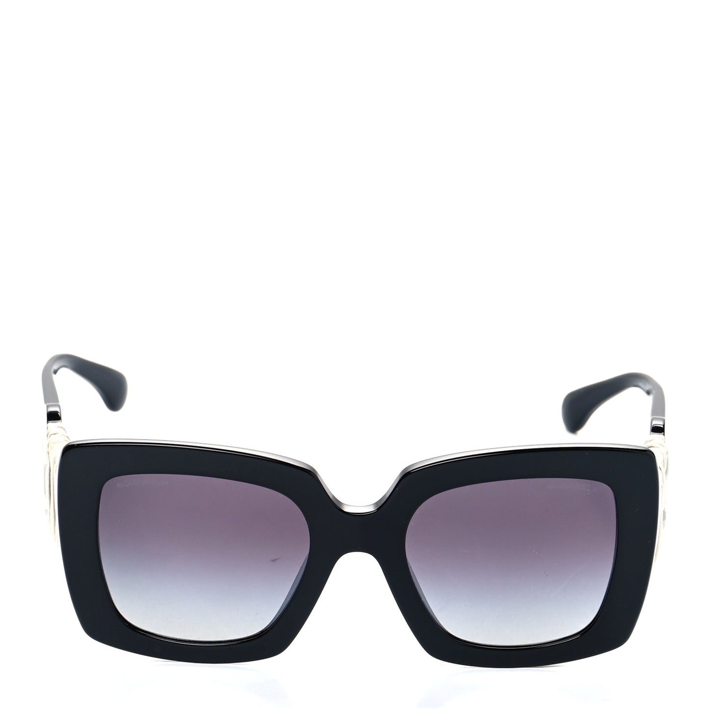 Acetate Calfskin Square Sunglasses 5474-Q-A Black White