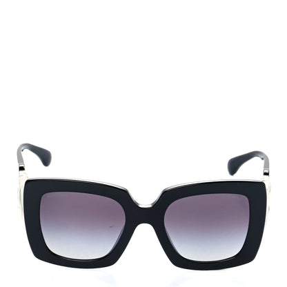 Chanel Acetate Calfskin Square Sunglasses 5474-Q-A Black White 2 of 7