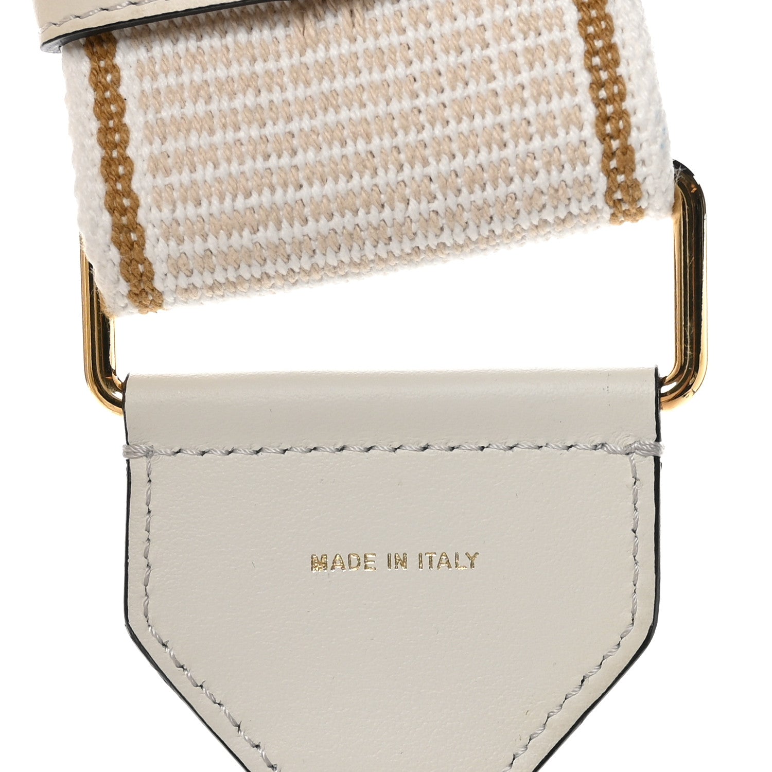 Fendi Cannete Ribbon Poly Vitello Century Logo Adjustable Strap You White Garza Ecru 4 of 5
