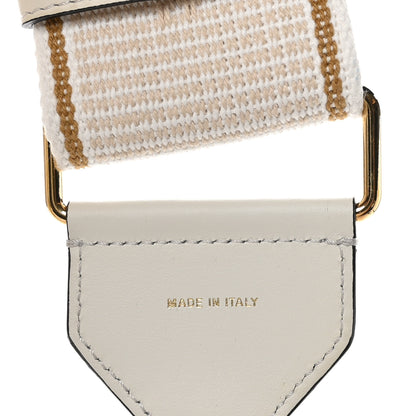 Fendi Cannete Ribbon Poly Vitello Century Logo Adjustable Strap You White Garza Ecru 4 of 5