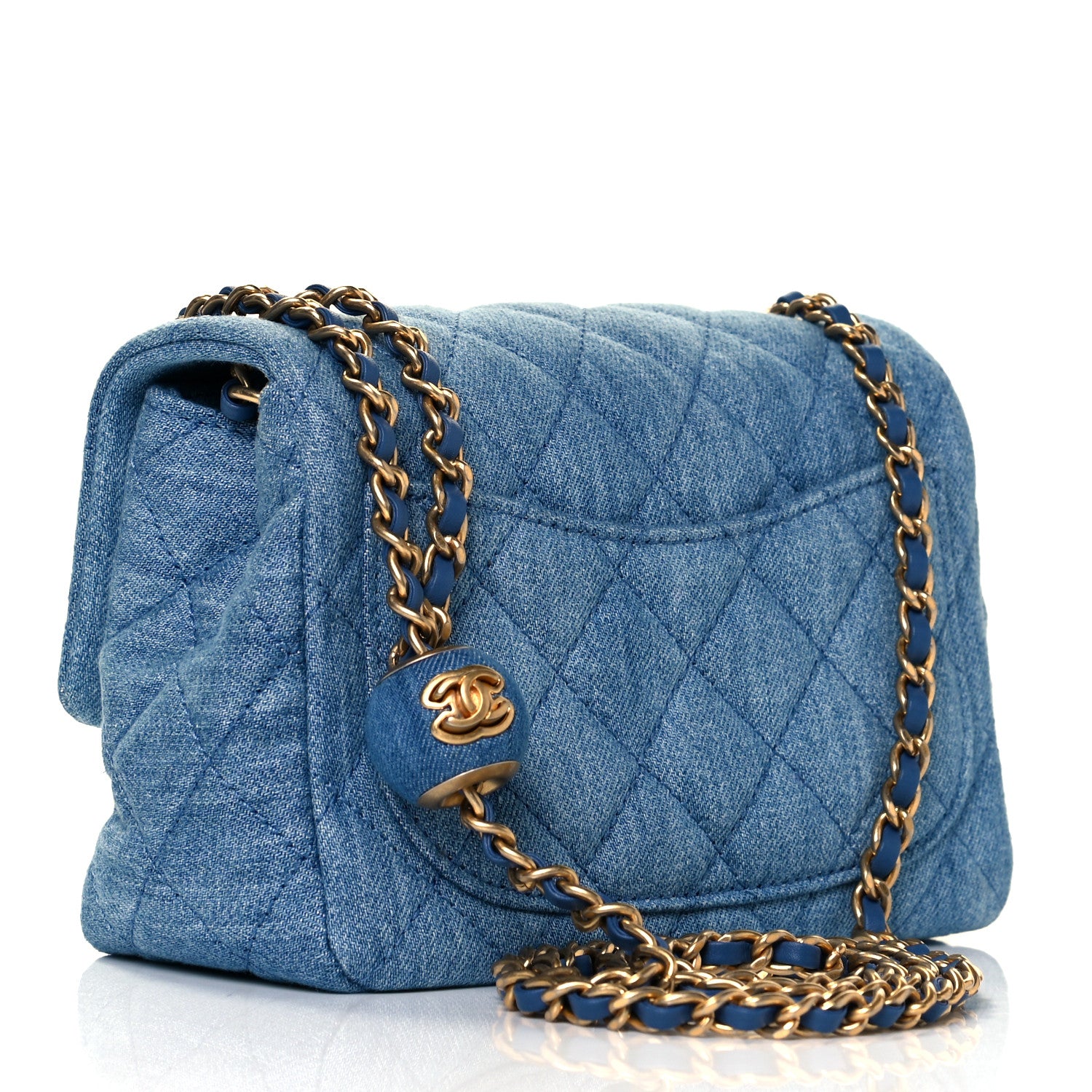 Chanel Denim Quilted Mini Pearl Crush Flap Blue 3 of 9