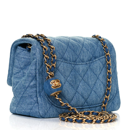 Chanel Denim Quilted Mini Pearl Crush Flap Blue 3 of 9