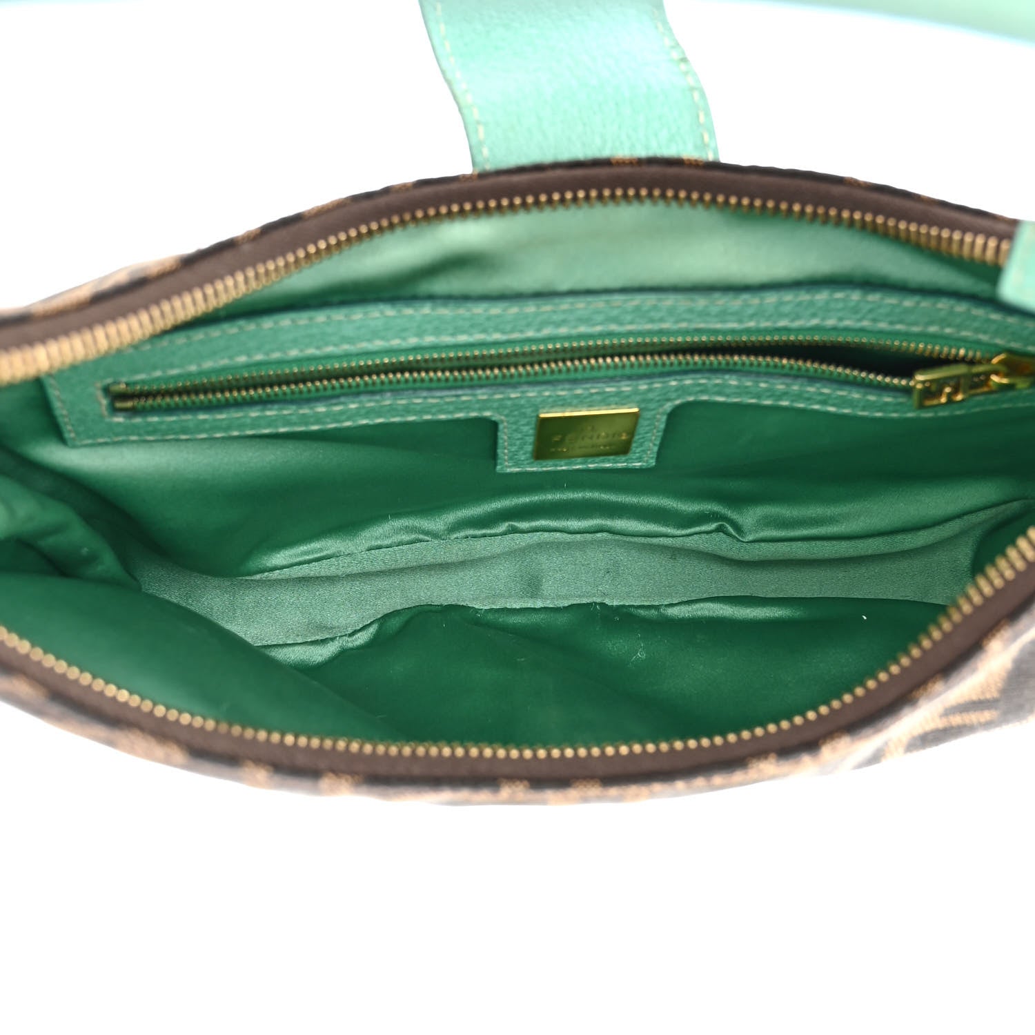 Fendi Zucca Crystal Flower Half Moon Baguette Tobacco Turquoise 5 of 12