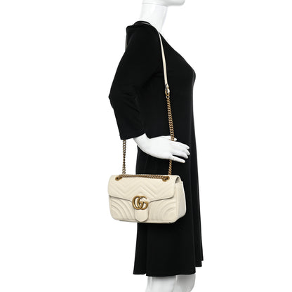 Gucci Calfskin Matelasse Small GG Marmont Shoulder Bag White 2 of 10