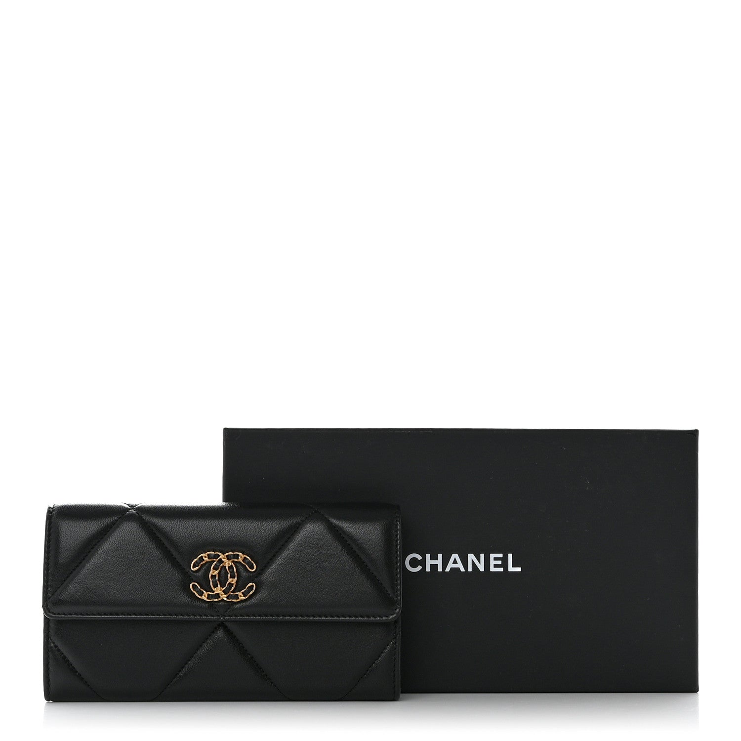 Chanel Lambskin Quilted Chanel 19 Flap Wallet Black 9 of 9