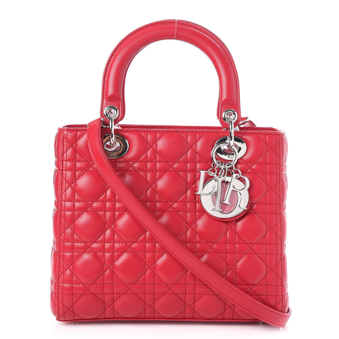 Lambskin Cannage Medium Lady Dior Red Carmin