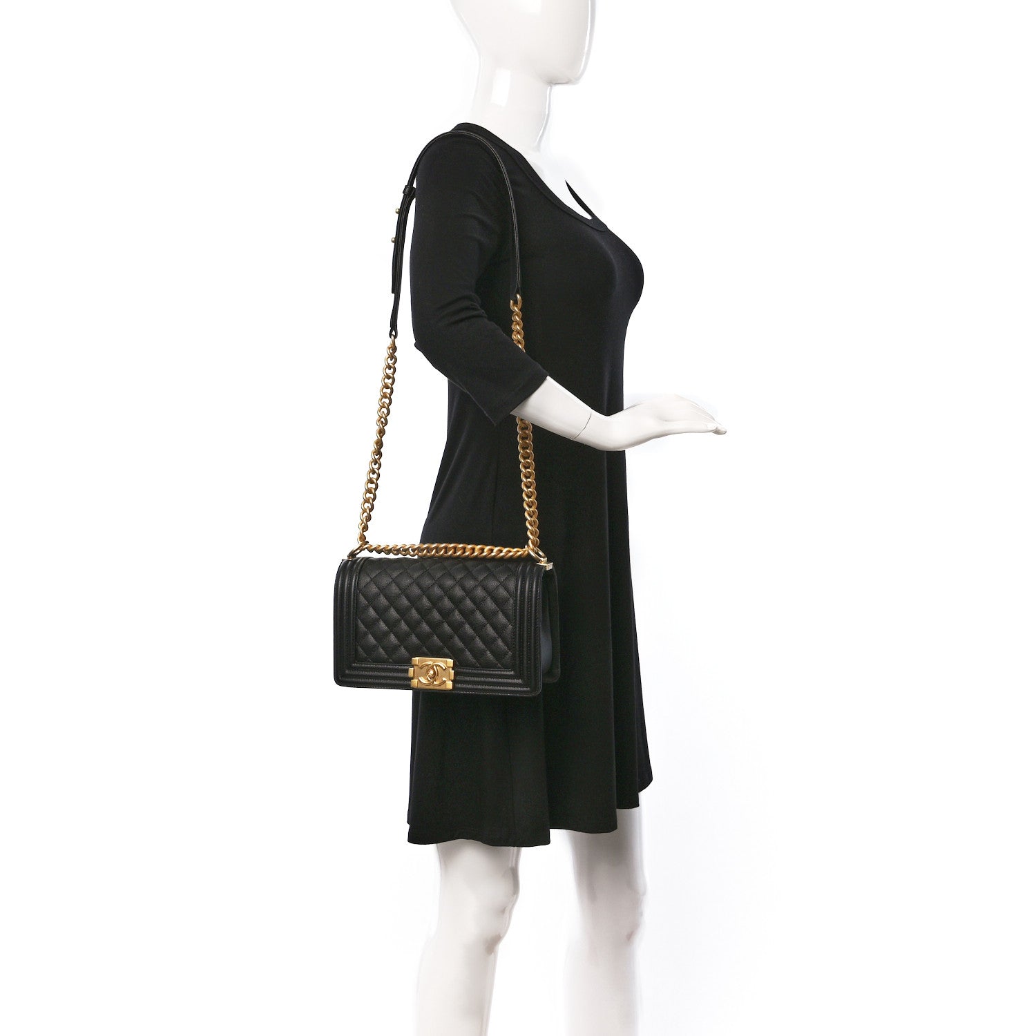 Chanel Caviar Quilted Medium Boy Flap Black 2 of 10