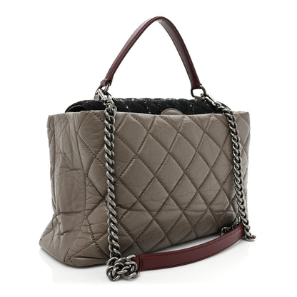 Chanel Aged Calfskin Tweed Large Quilted Portobello Tote Grey 3 of 16