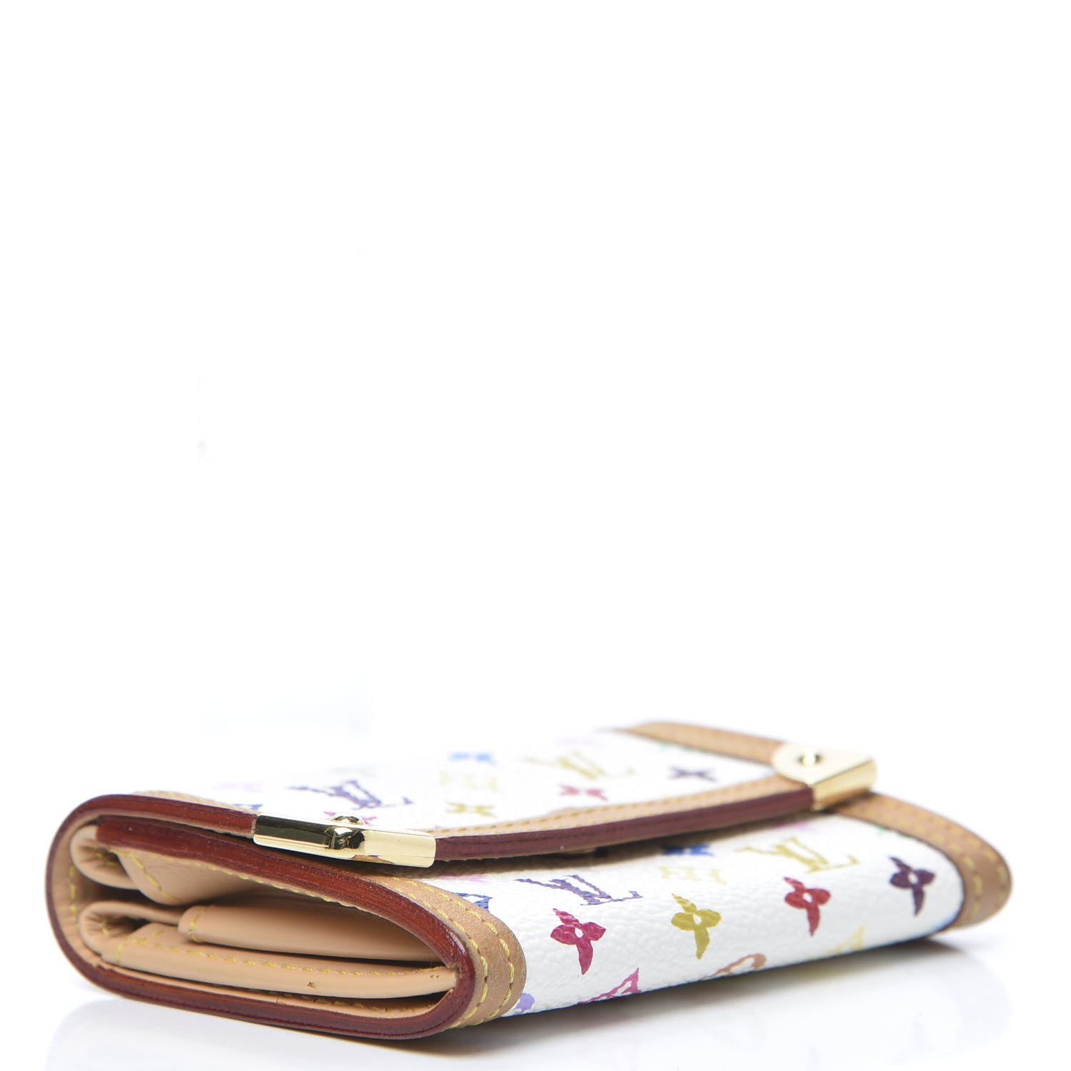 Louis Vuitton Monogram Multicolor Porte-Monnaie Plat Coin Purse White 4 of 7