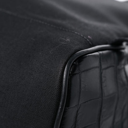 Saint Laurent Calfskin Crocodile Embossed City Backpack Black 10 of 16