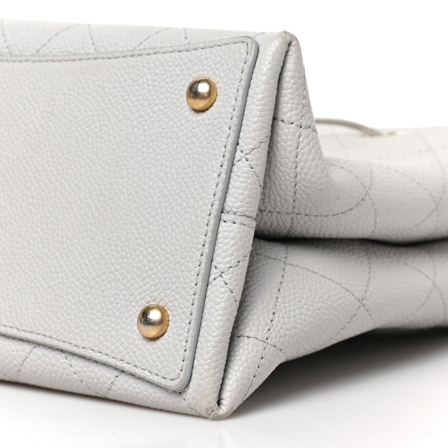 Caviar Diamond Stitched CC Bucket Drawstring Bag Light Grey