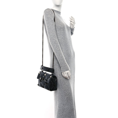 Valentino Garavani Nappa Monochrome Medium Roman Stud Shoulder Bag Black 2 of 10