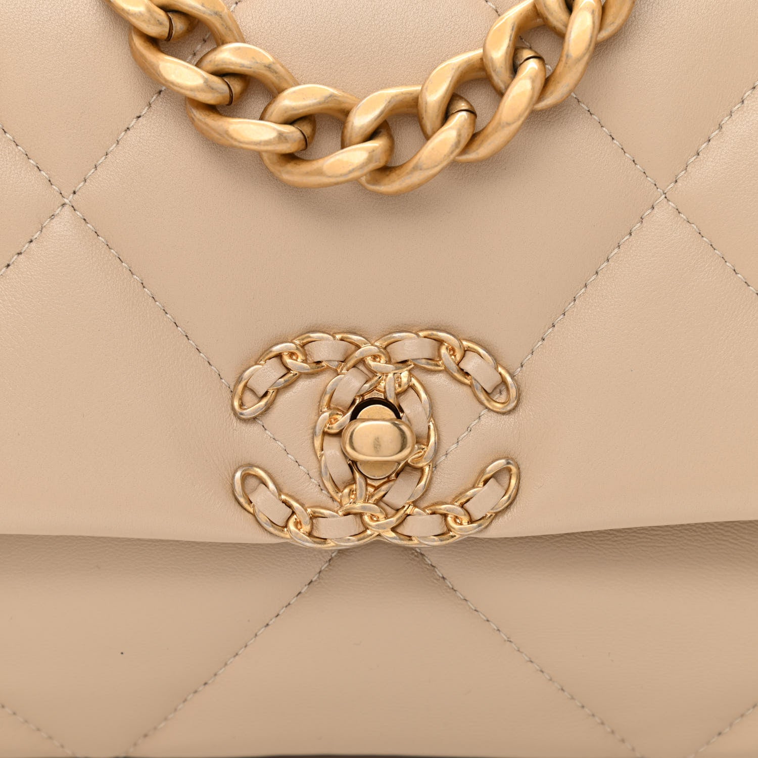 Chanel Lambskin Quilted Medium Chanel 19 Flap Light Beige 8 of 11