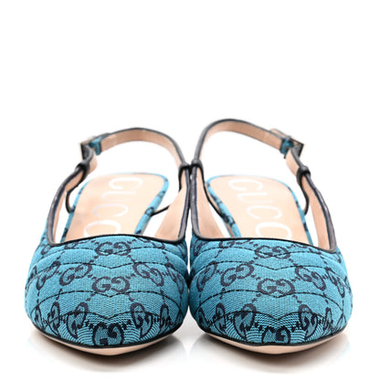 Gucci Monogram Multicolor Matelasse Nappa Double G 55mm Slingback Pumps 38.5 Light Blue 2 of 9