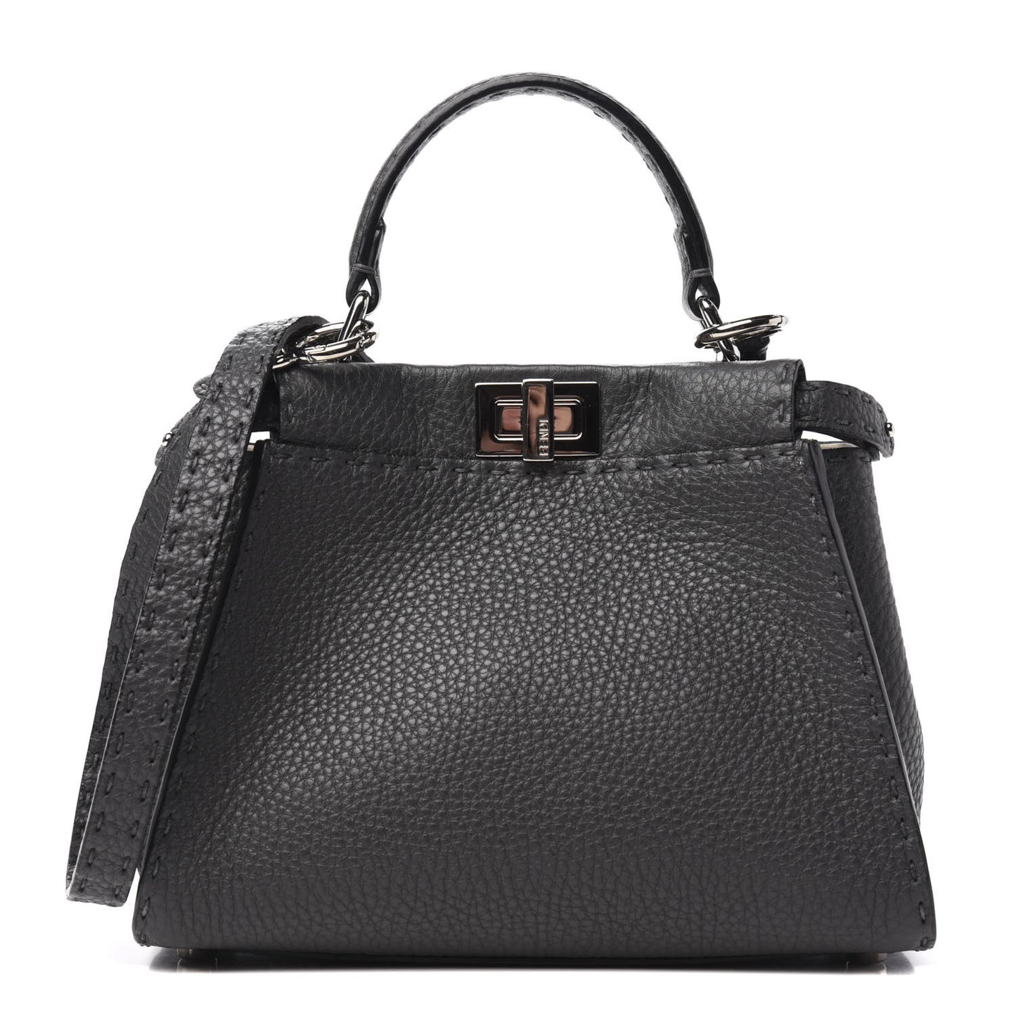 Cuoio Romano Selleria Bi-Color Mini Peekaboo Iconic Satchel Asfalto Latte
