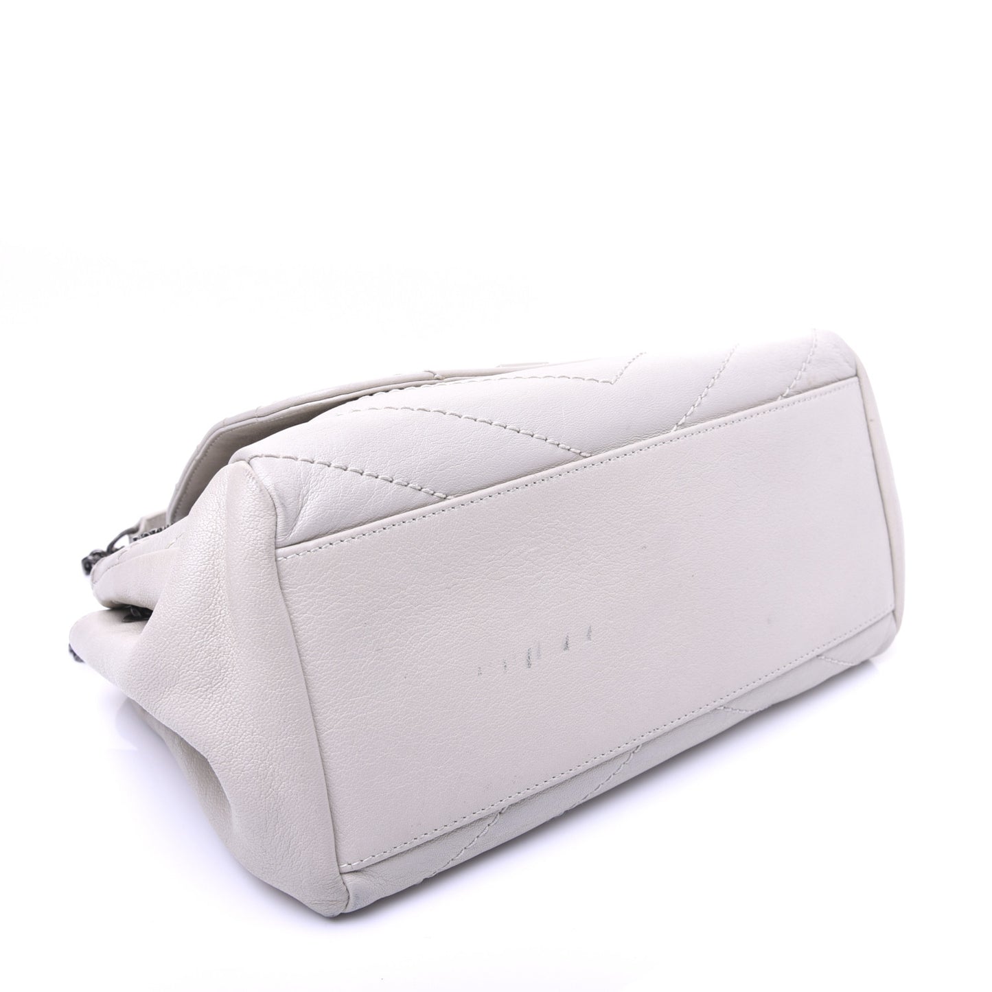 Pebbled Lambskin Chevron Monogram Small Nolita White Vintage White Vintage