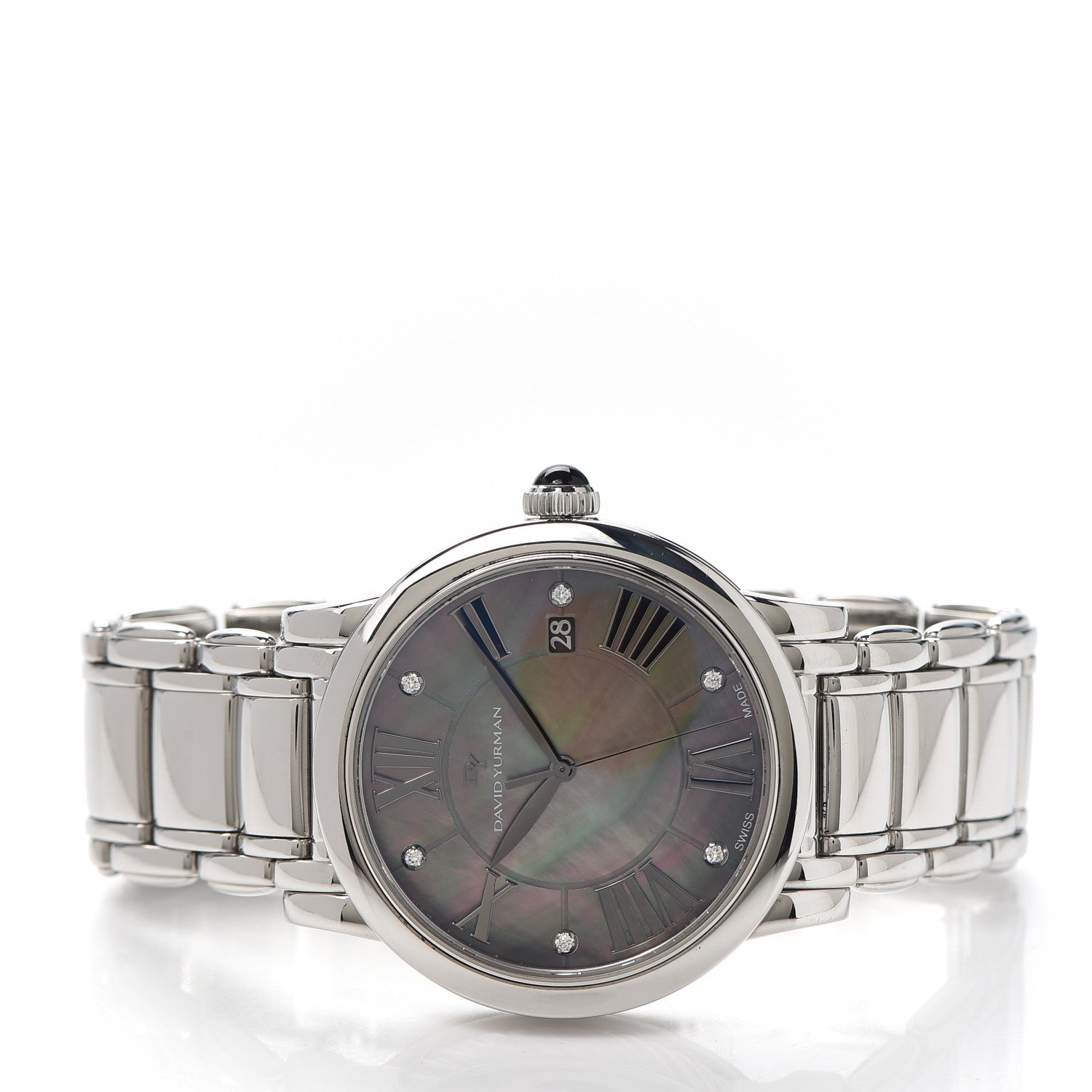 David Yurman Stainless Steel Diamond Black Mother of Pearl 38mm Classic Quartz Watch 2 of 5