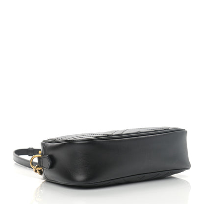 Gucci Calfskin Matelasse Small GG Marmont Chain Shoulder Bag Black 4 of 12