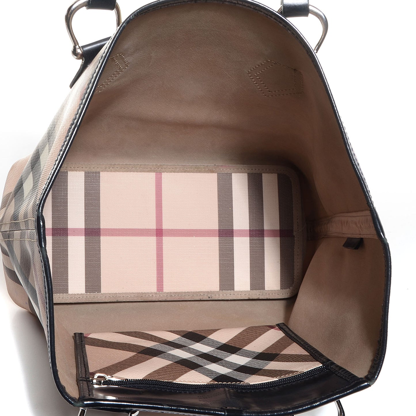 Patent Supernova Check Small Stanton Tote Black