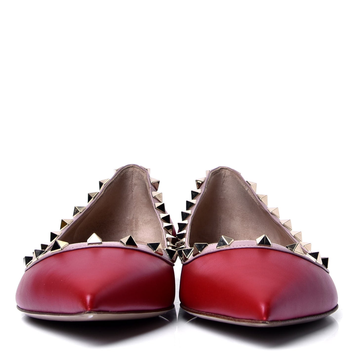 Calfskin Nappa Rockstud Ballerina Flats 40.5 Rosso Valentino Poudre