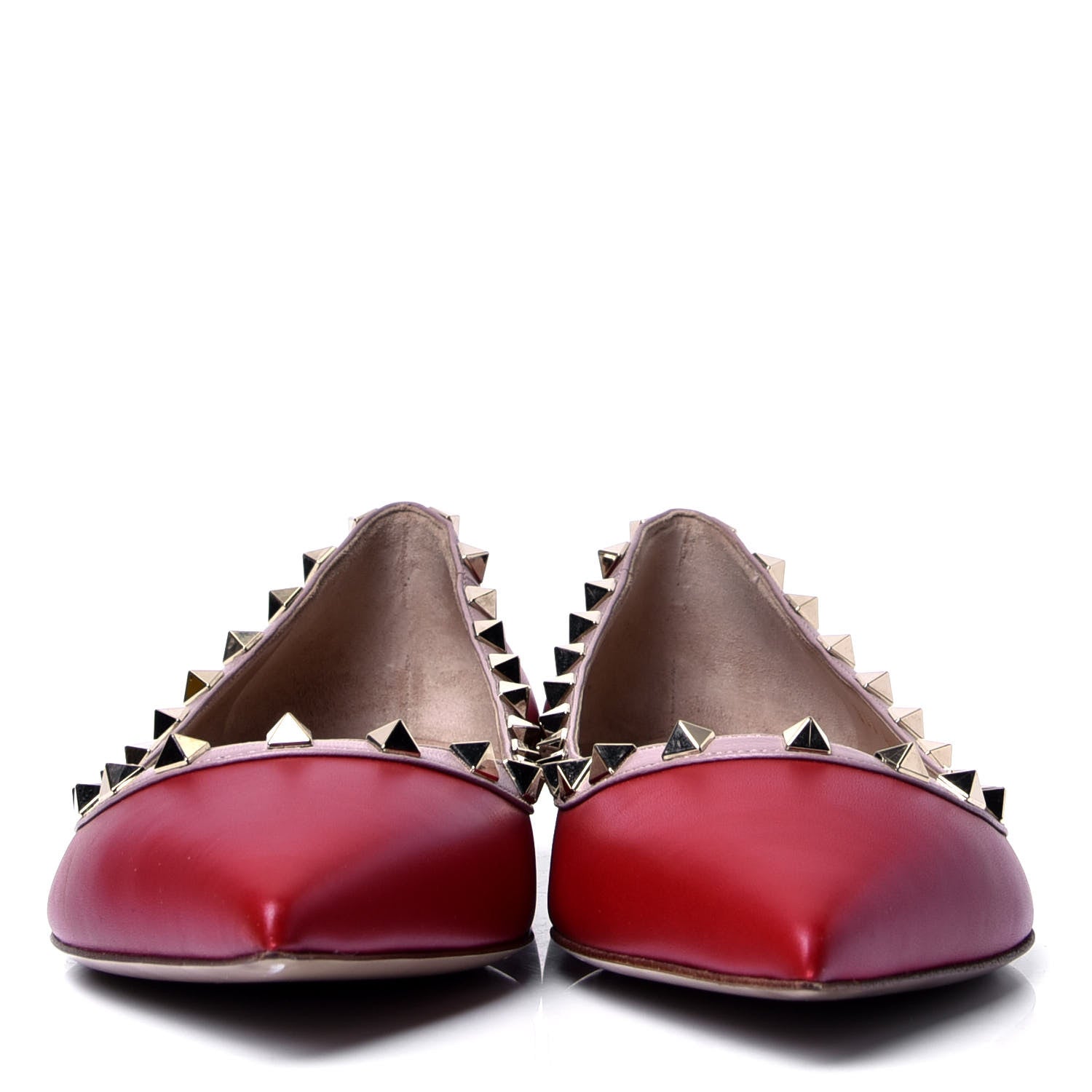 Valentino Garavani Calfskin Nappa Rockstud Ballerina Flats 40.5 Rosso Valentino Poudre 2 of 6