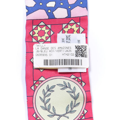 Hermes Silk La Danse Des Amazones Twilly Bleu Roy Vert Jaune 2 of 4