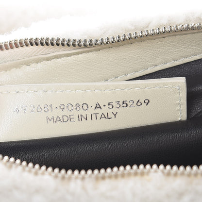 Balenciaga Sheepskin Shearling Contrasted Logo Large Zip Pouch White Black 7 of 7