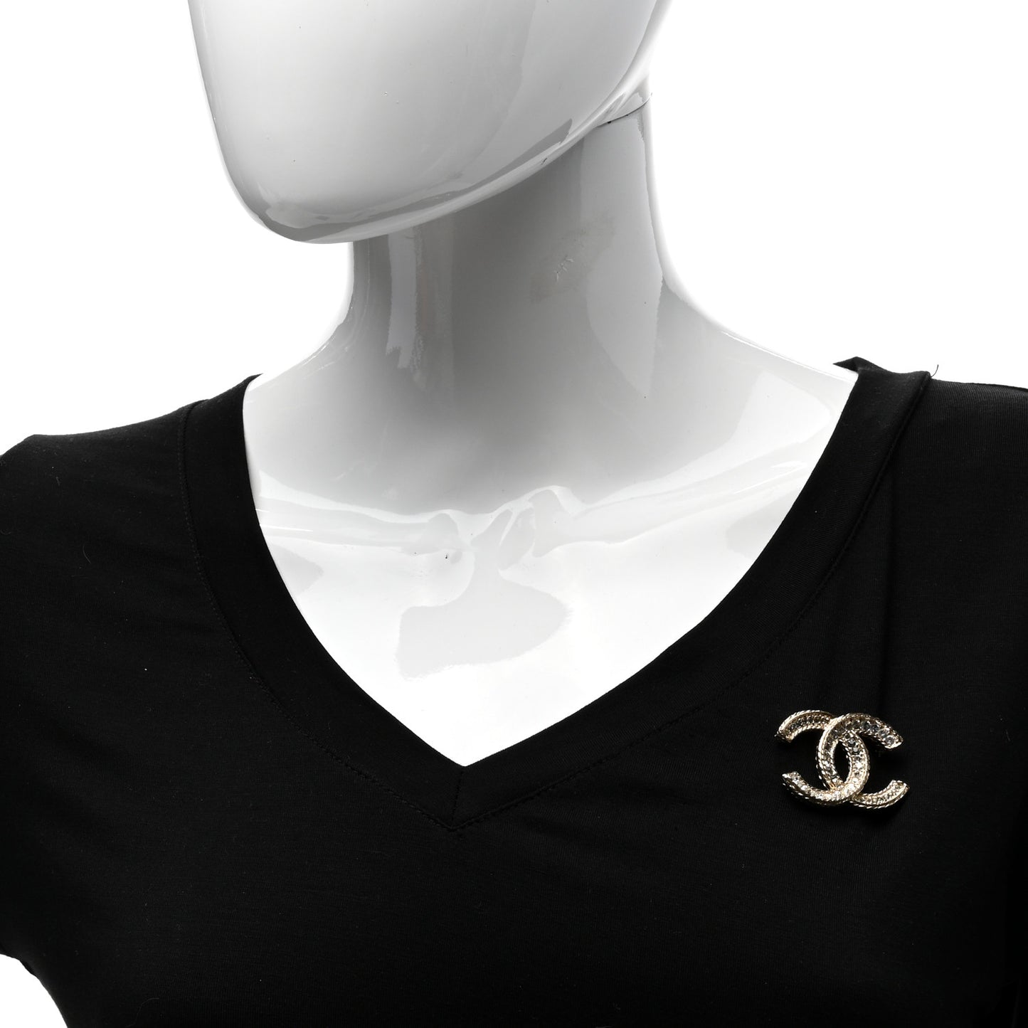 Crystal CC Brooch Light Gold