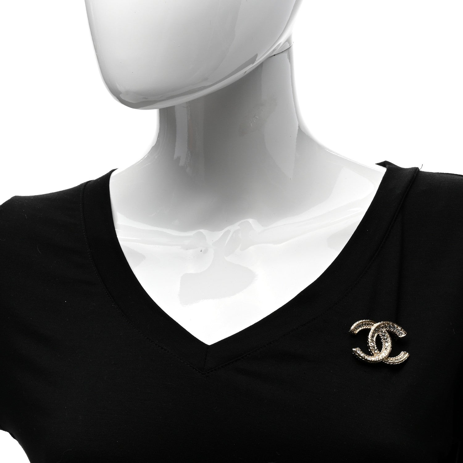 Chanel Crystal CC Brooch Light Gold 2 of 4