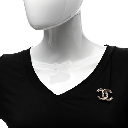 Chanel Crystal CC Brooch Light Gold 2 of 4