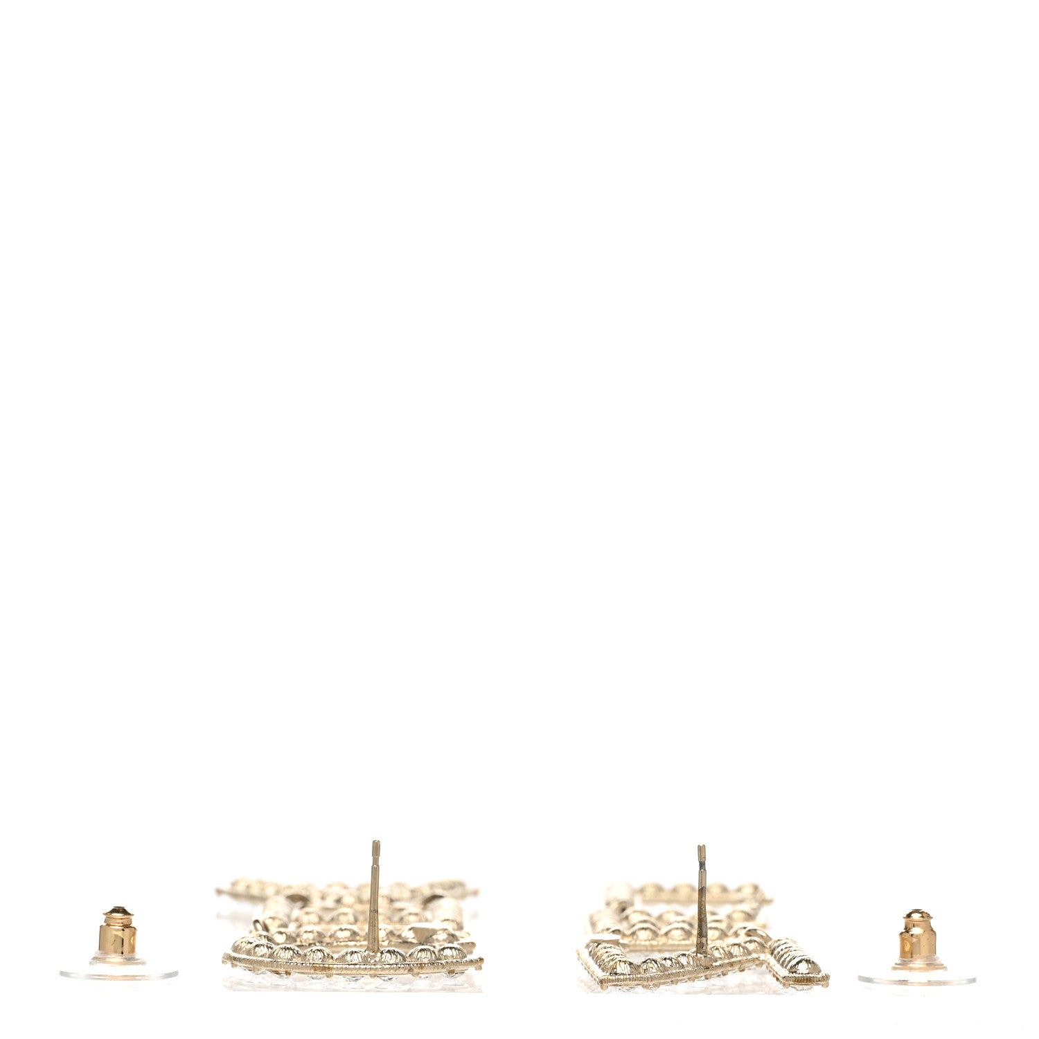 Chanel Crystal Cha-Nel Logo Drop Earrings Gold 3 of 4