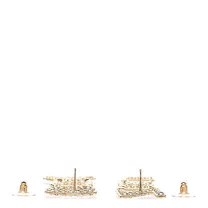 Chanel Crystal Cha-Nel Logo Drop Earrings Gold 3 of 4
