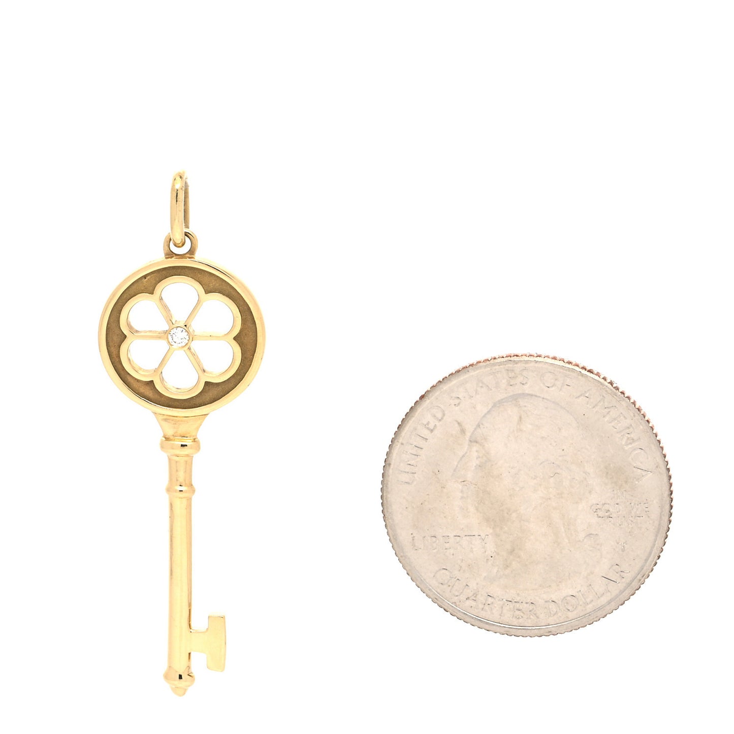 18K Yellow Gold Diamond Blossom Key Pendant
