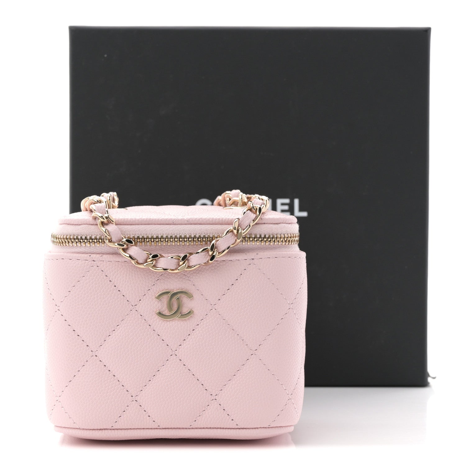 Chanel Caviar Quilted Mini Vanity Case With Chain Light Pink 11 of 11
