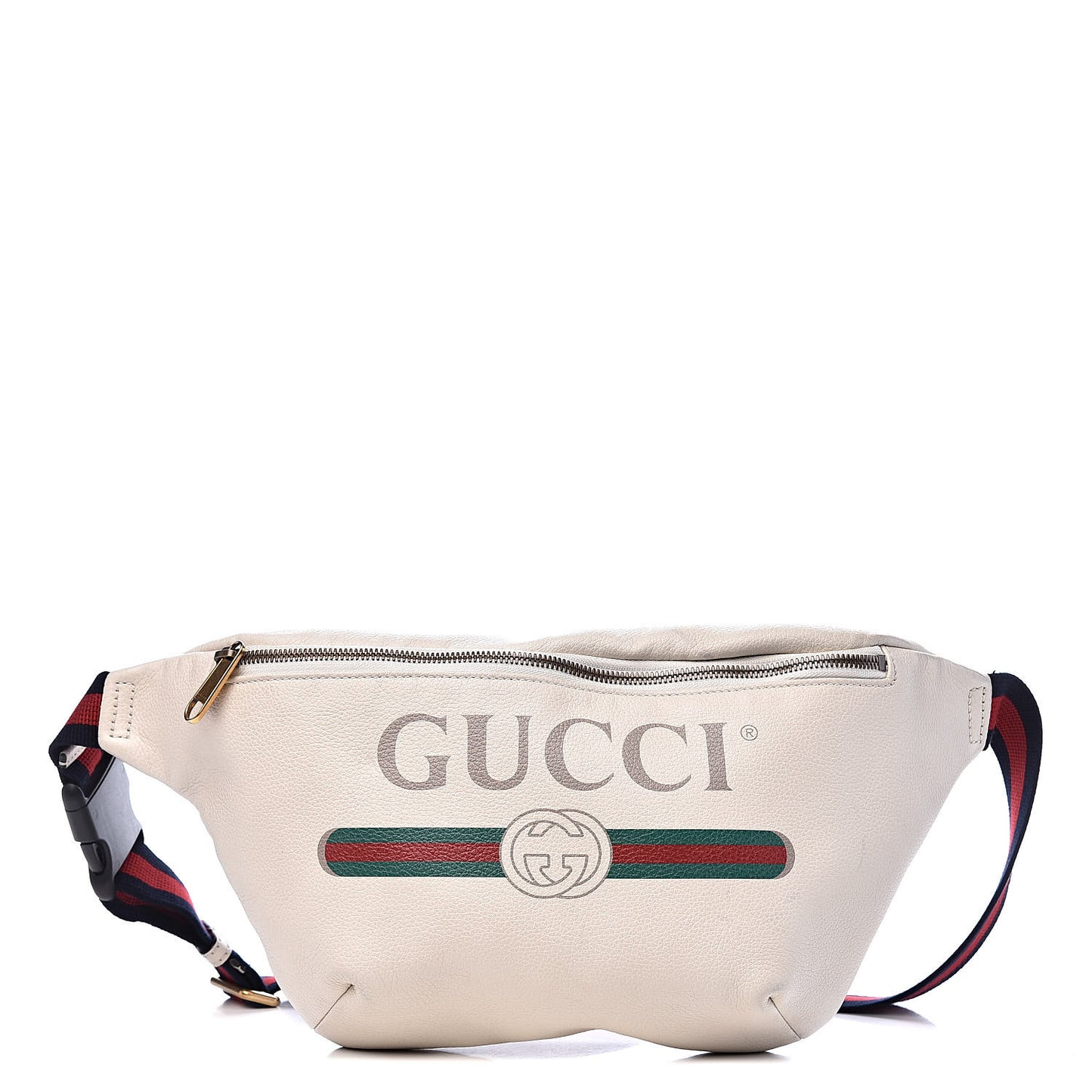 Grained Calfskin Logo Belt Bag White