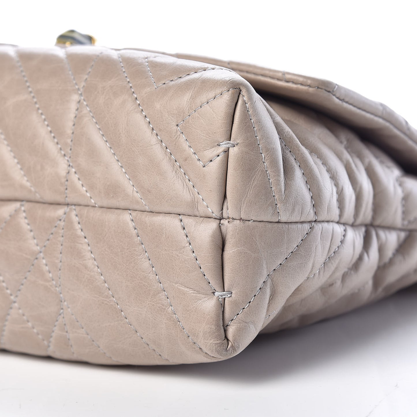 Calfskin Quilted Large Happy Shoulder Bag Grey