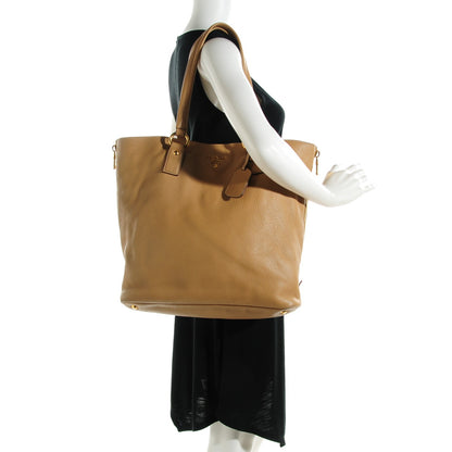 Prada Vitello Daino Side Zip Shopping Tote Sughero 2 of 9