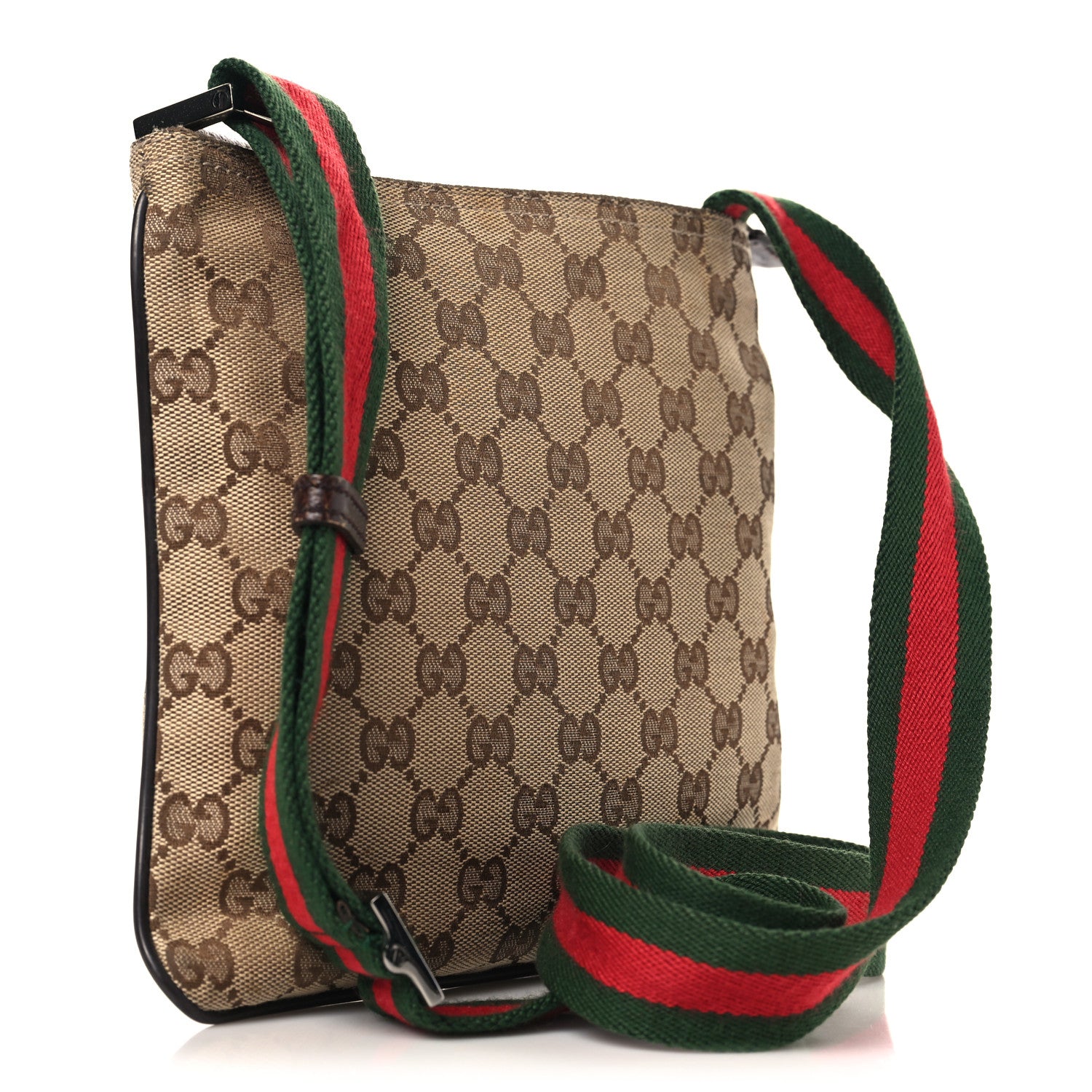 Gucci Monogram Web Small Flat Messenger Bag Brown 3 of 11