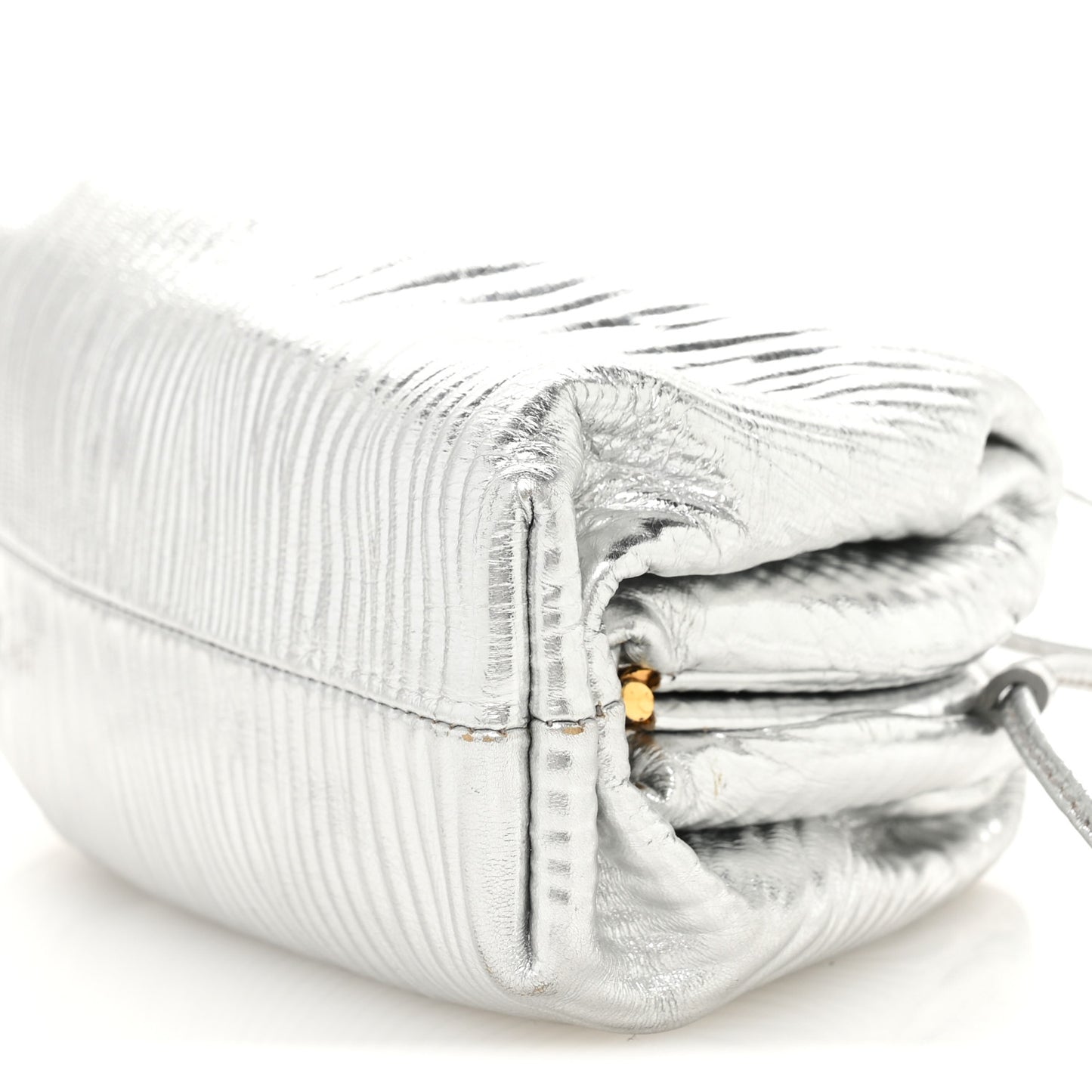 Metallic Bark Calfskin The Mini Pouch Silver
