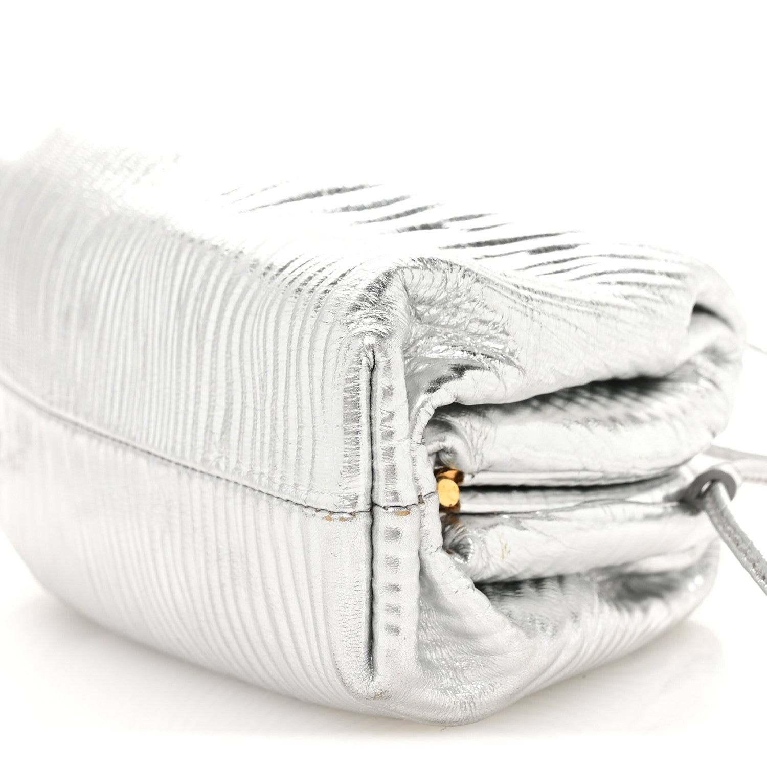 Bottega Veneta Metallic Bark Calfskin The Mini Pouch Silver 10 of 11