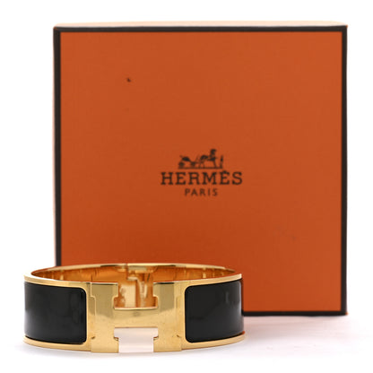 Hermes Enamel Wide Clic Clac H Bracelet GM Black 6 of 6