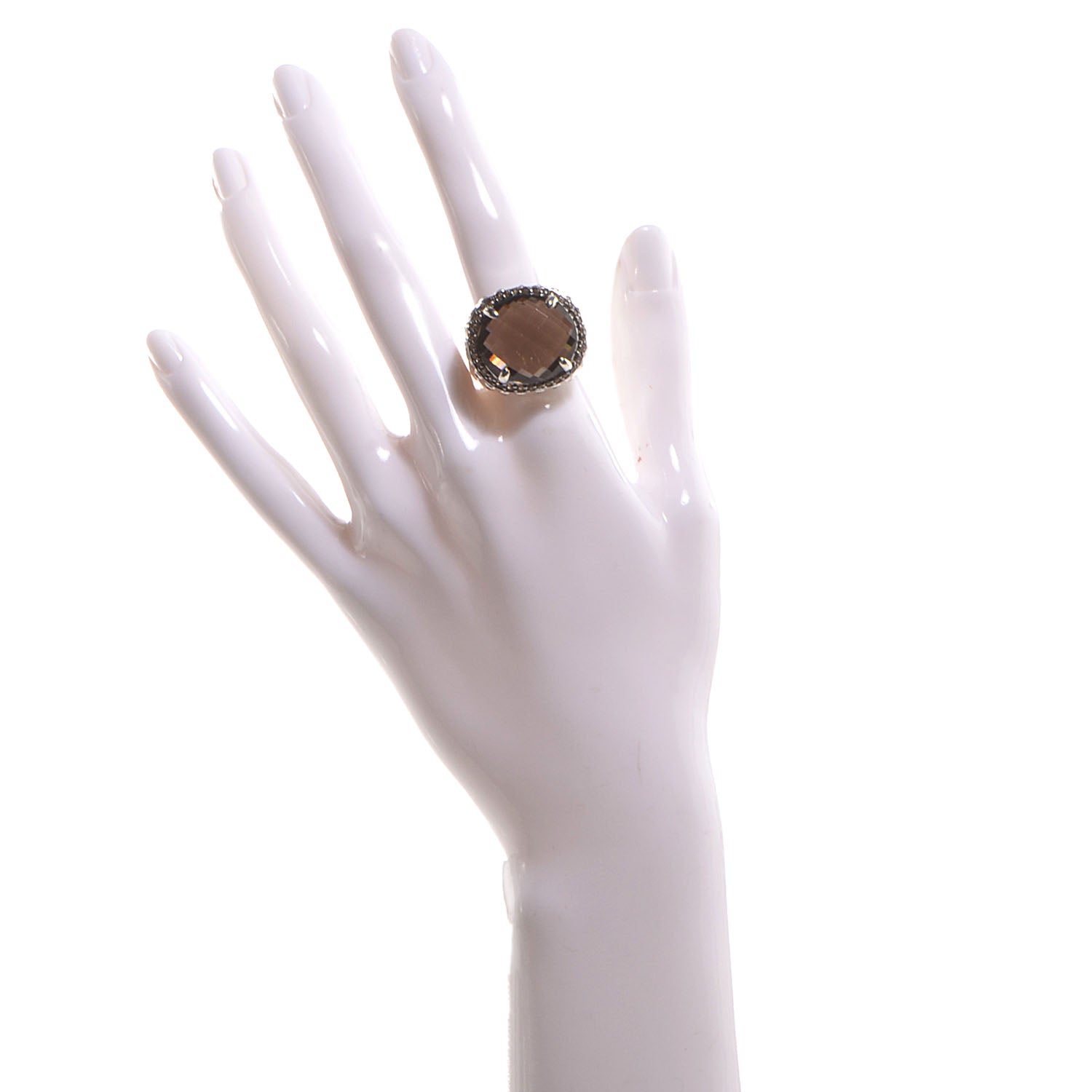 John Hardy Sterling Silver 20mm Smoky Quartz Bamboo Dome Ring 9.25 2 of 4