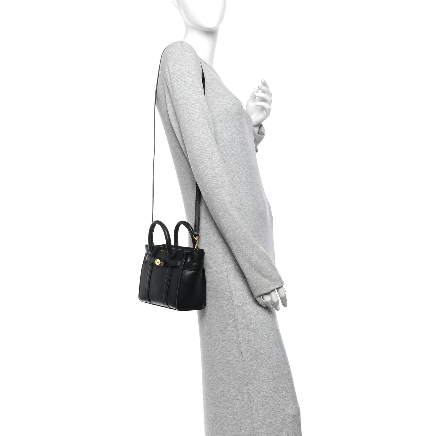 Silky Calfskin Micro Bayswater Zip Tote Black
