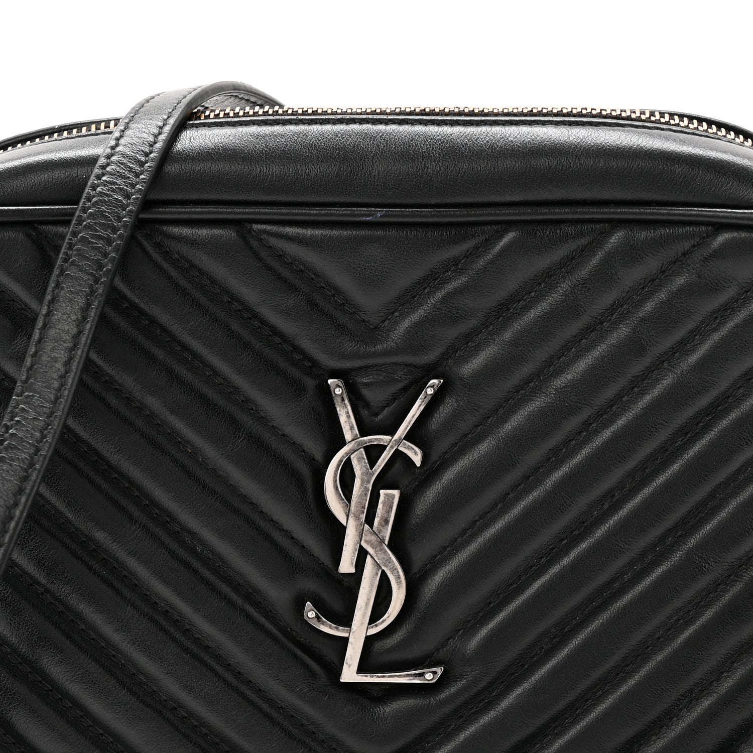 Saint Laurent Calfskin Matelasse Monogram Lou Camera Bag Black 8 of 12